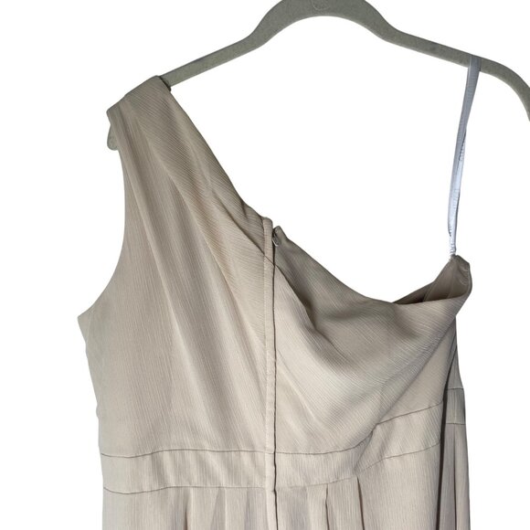 Davids Bridal One-Shoulder Champagne Maxi Dress Size 16 Formal Bride Gown Event - Picture 14 of 16